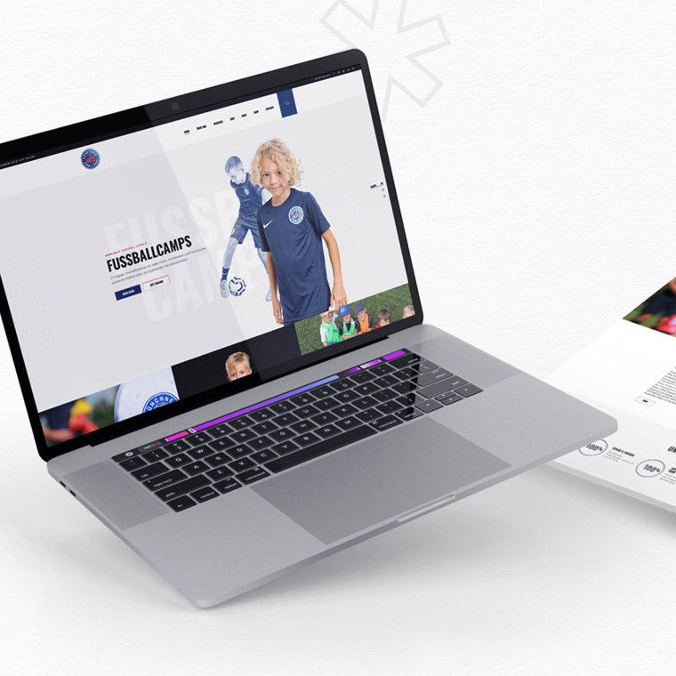 Modernes Webdesign von der Vagabunt Kreativagentur in Hamburg für die Münchner Fussballschule